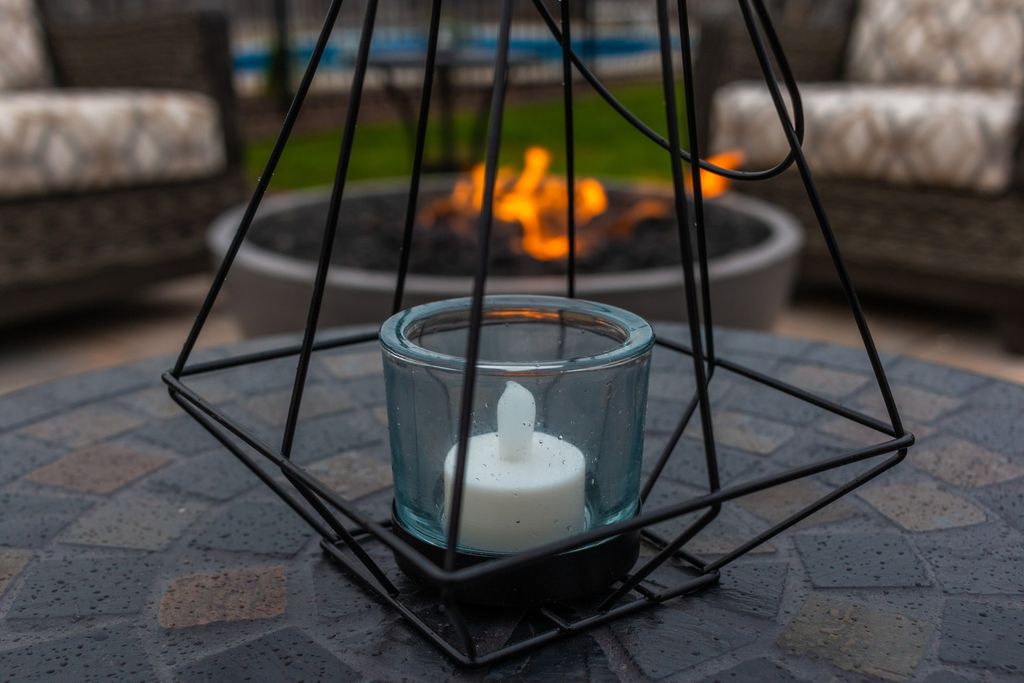 Outdoor terrace with fire pit