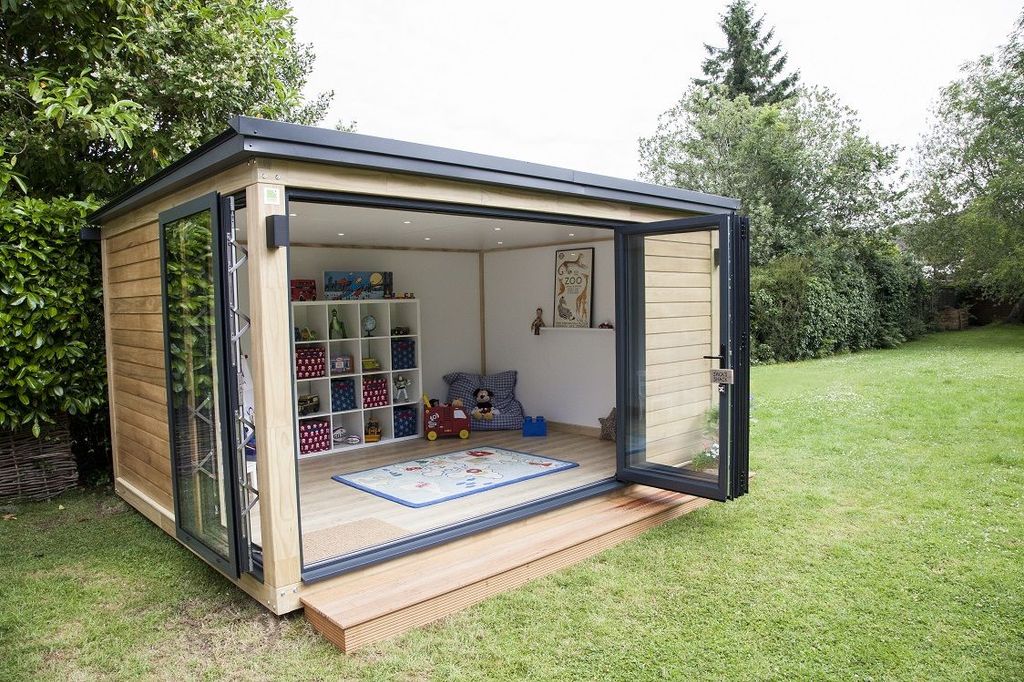 Backyard shed transformed into child playroom